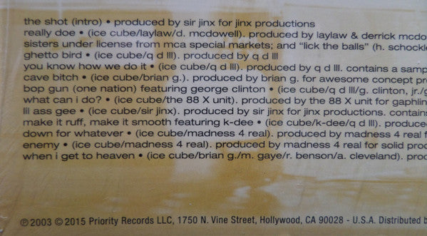 Ice Cube : Lethal Injection (LP, Album, RE, 3D )