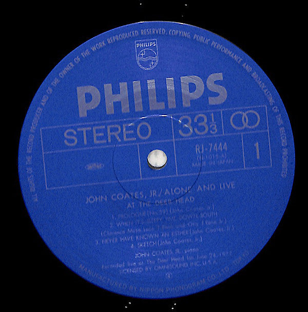 John Coates, Jr : Alone And Live At The Deer Head (LP, Album)