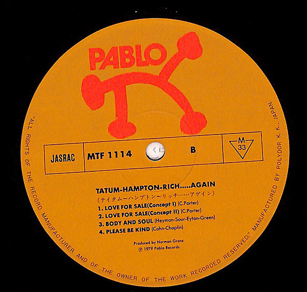 Art Tatum • Lionel Hampton • Buddy Rich : . . . Again! - The Tatum Group Masterpieces (LP, Album, Mono)