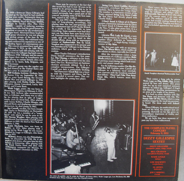 Dizzy Gillespie Sextet : The Complete Pleyel Concert (2xLP, Album, Gat)