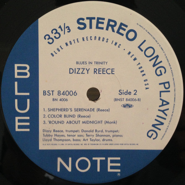 Dizzy Reece : Blues In Trinity (LP, Album, Ltd, RE)
