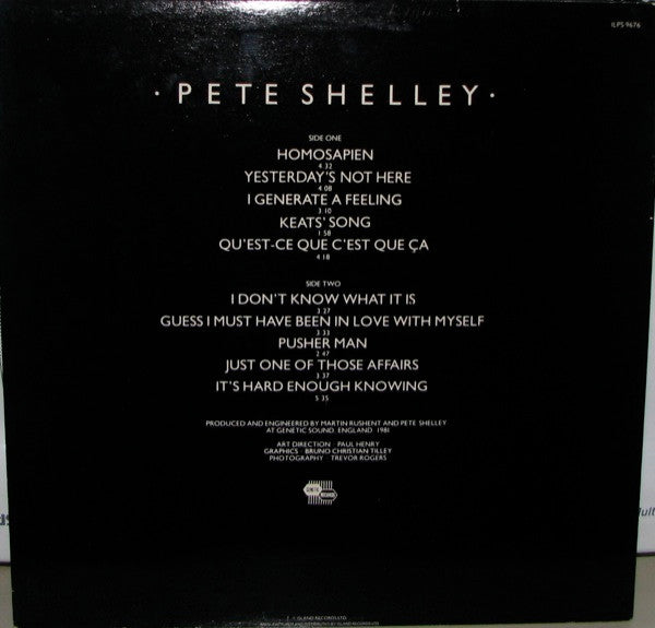 Pete Shelley : Homosapien (LP, Album)