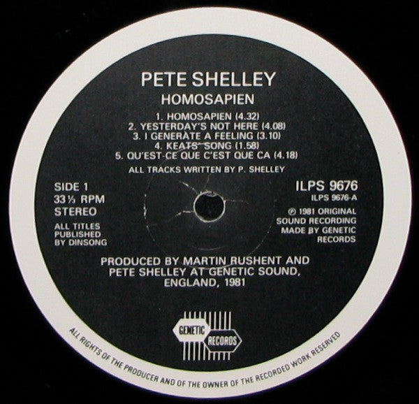 Pete Shelley : Homosapien (LP, Album)