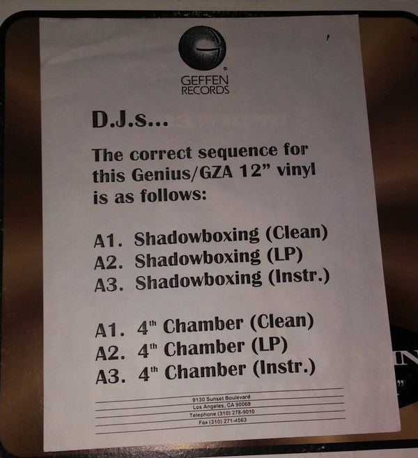 The Genius / GZA : Shadowboxin’ / 4th Chamber (12", Promo)