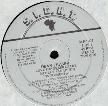 Dean Fraser / Marvin Brooks : Love Songs Serenade Medley (12")
