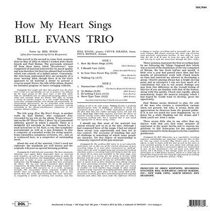 The Bill Evans Trio : How My Heart Sings (LP, Album, RE, 180)
