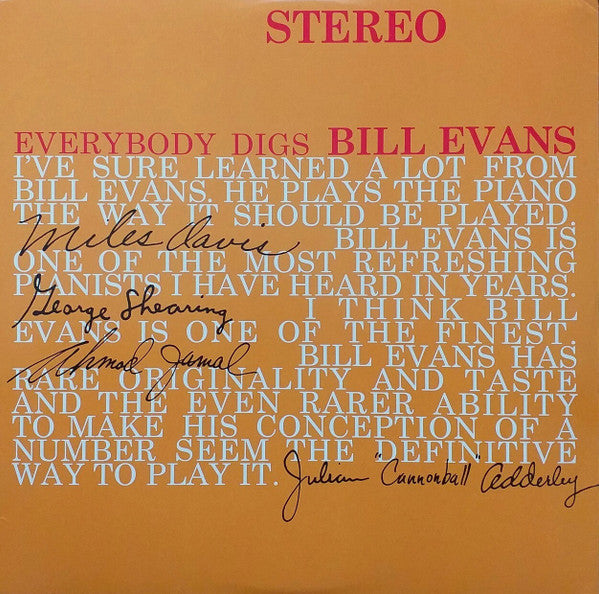 The Bill Evans Trio : Everybody Digs Bill Evans (LP, Album, RE, 180)