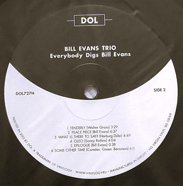 The Bill Evans Trio : Everybody Digs Bill Evans (LP, Album, RE, 180)