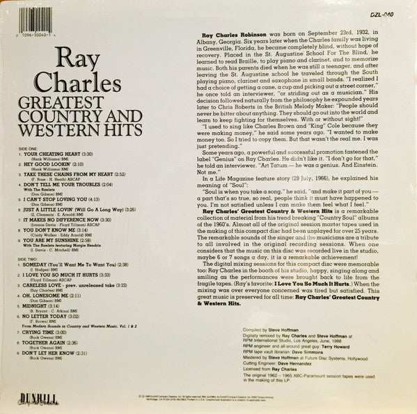 Ray Charles : Greatest Country And Western Hits (LP, Comp, RE, RM, Cle)