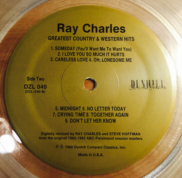Ray Charles : Greatest Country And Western Hits (LP, Comp, RE, RM, Cle)