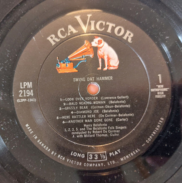 Harry Belafonte And The Belafonte Folk Singers : Swing Dat Hammer (LP, Album, Mono)