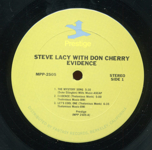 Steve Lacy with Don Cherry : Evidence (LP, Album, RE)