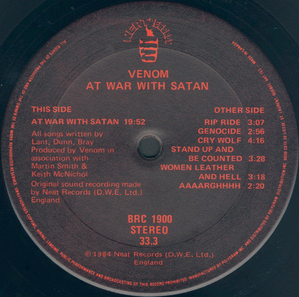 Venom (8) : At War With Satan (LP, Album, Gat)