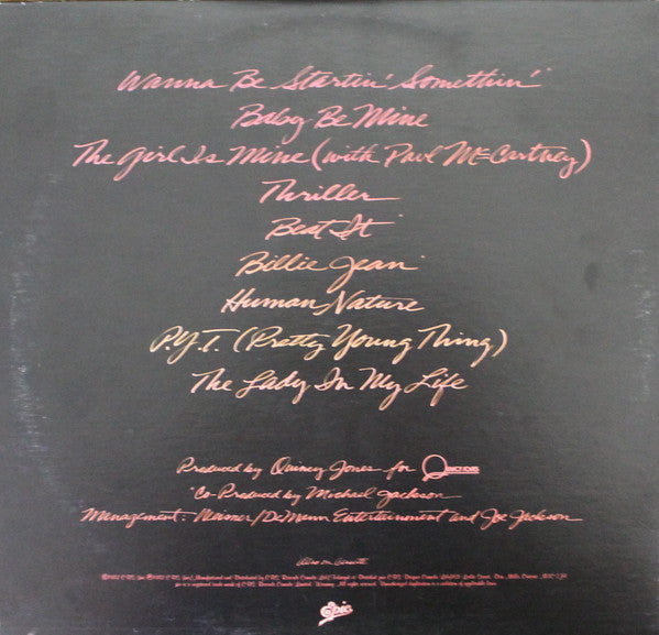 Michael Jackson : Thriller (LP, Album, Gat)