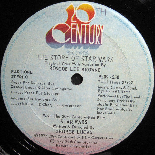 The Original Star Wars Cast With Narration By Roscoe Lee Brown : The Story Of Star Wars (LP)