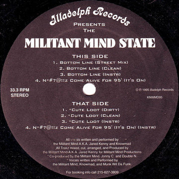 Militant Mind State : Bottom Line / Cute Loot (12")
