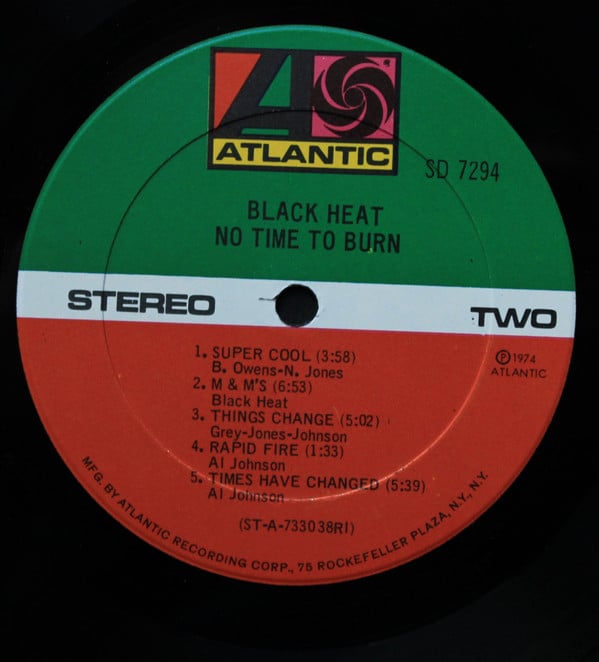 Black Heat : No Time To Burn (LP, Album, RI )