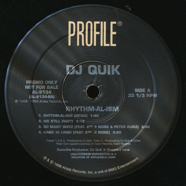 DJ Quik : Rhythm-Al-Ism (2xLP, Album, Promo, Cle)