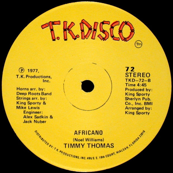 Timmy Thomas : Touch To Touch (12")