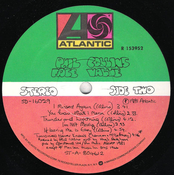 Phil Collins : Face Value (LP, Album, Club)