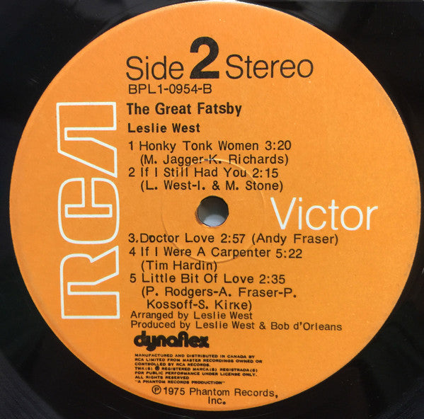 Leslie West : The Great Fatsby (LP, Album)
