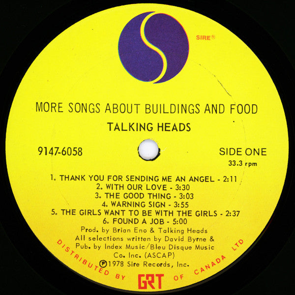 Talking Heads : More Songs About Buildings And Food (LP, Album)