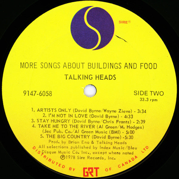Talking Heads : More Songs About Buildings And Food (LP, Album)