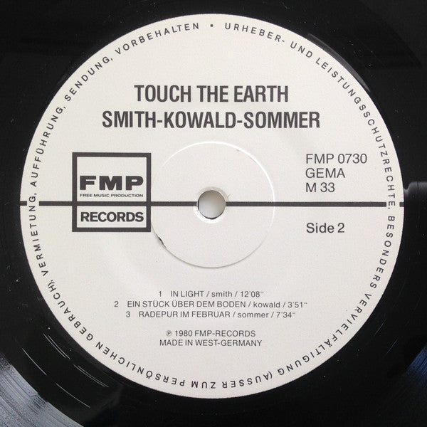 Wadada Leo Smith, Peter Kowald, Günter Sommer : Touch The Earth (LP)