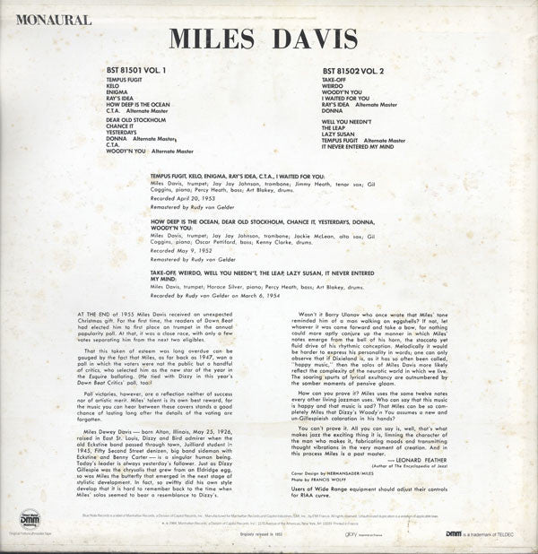 Miles Davis : Volume 1 (LP, Comp, Mono, RE, RM, DMM)