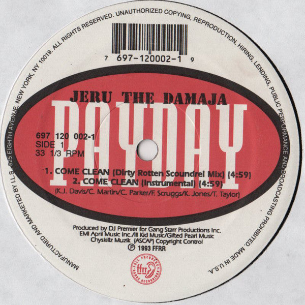Jeru The Damaja : Come Clean (12", Single)