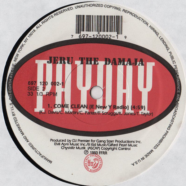 Jeru The Damaja : Come Clean (12", Single)