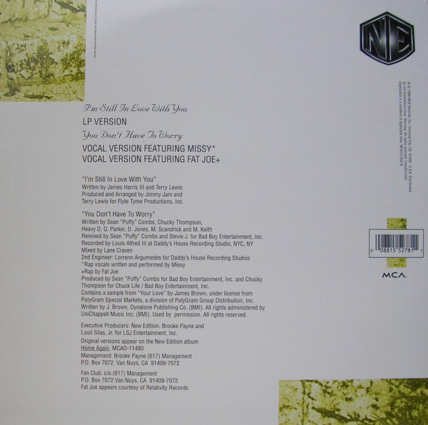 New Edition : I'm Still In Love With You / You Don't Have To Worry (12")