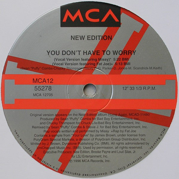 New Edition : I'm Still In Love With You / You Don't Have To Worry (12")