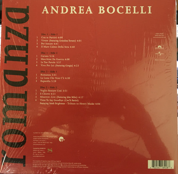 Andrea Bocelli : Romanza (2xLP, Comp, RE, RM, 180)