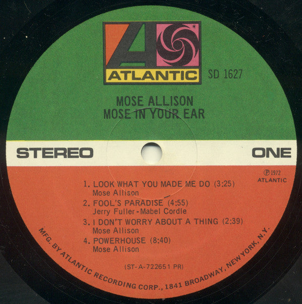Mose Allison : Mose In Your Ear (LP, Album, Pre)