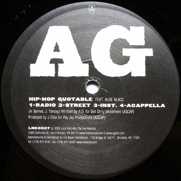 AG : Frozen / Hip Hop Quotable (12", Single)