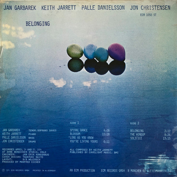 Jan Garbarek, Keith Jarrett, Palle Danielsson, Jon Christensen : Belonging (LP, Album, RP)