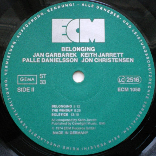 Jan Garbarek, Keith Jarrett, Palle Danielsson, Jon Christensen : Belonging (LP, Album, RP)