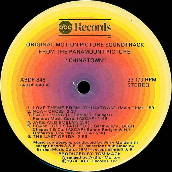 Jerry Goldsmith : Chinatown (Original Motion Picture Soundtrack) (LP, Album)