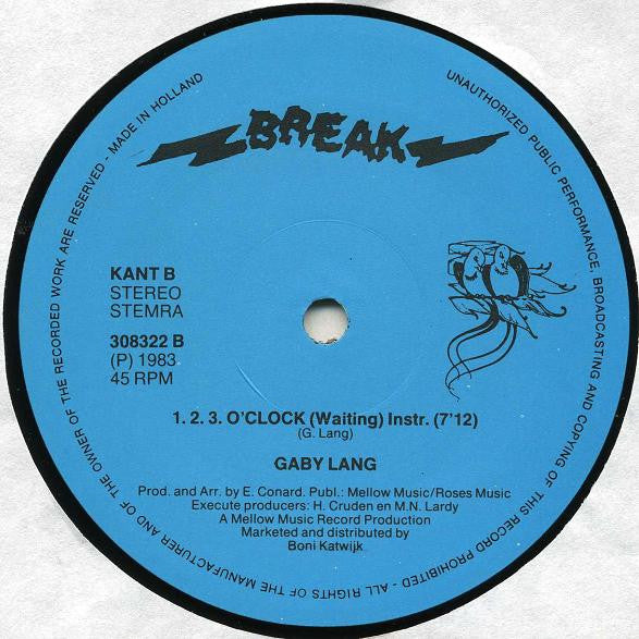 Gaby Lang : 1.2.3. O'Clock (Waiting) (12")