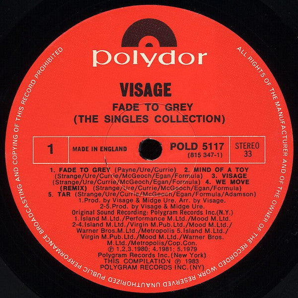 Visage : Fade To Grey (The Singles Collection) (LP, Comp, EMI)