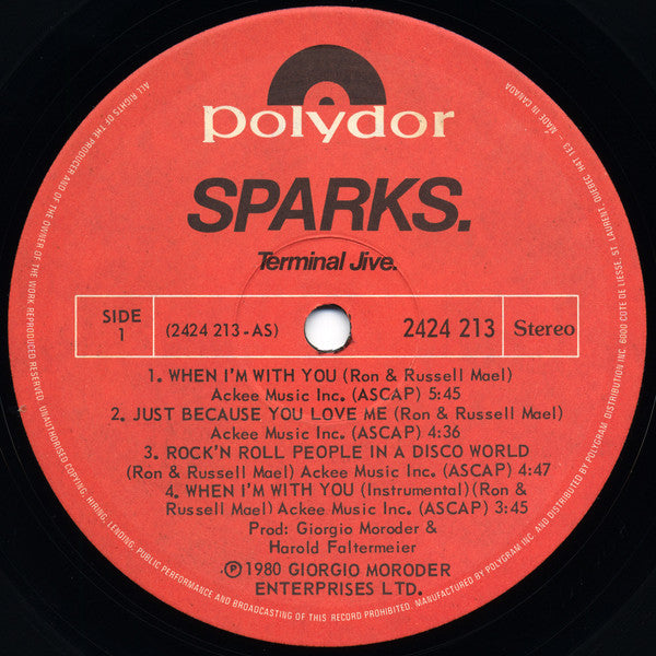 Sparks : Terminal Jive (LP, Album)