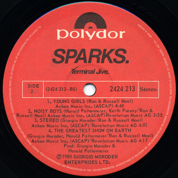 Sparks : Terminal Jive (LP, Album)