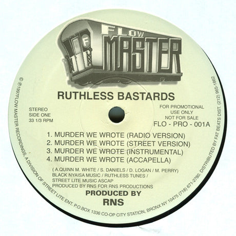 Ruthless Bastards : Murder We Wrote / Ruthless Bastards (12", Single, Promo)