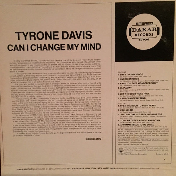 Tyrone Davis : Can I Change My Mind (LP, Album, CT)