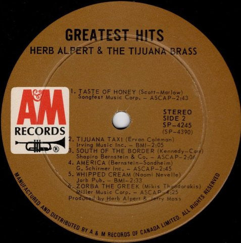 Herb Alpert & The Tijuana Brass : Greatest Hits (LP, Comp, Gat)