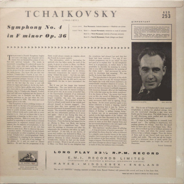 Pyotr Ilyich Tchaikovsky, Constantin Silvestri Conducting The Philharmonia Orchestra : Symphony No. 4 In F Minor (LP)