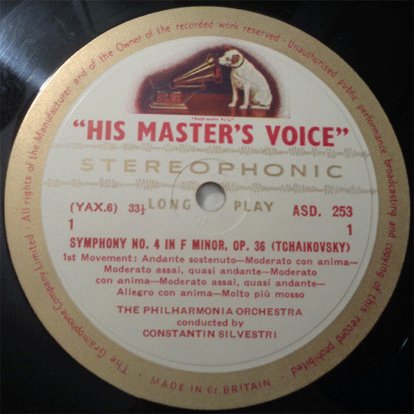 Pyotr Ilyich Tchaikovsky, Constantin Silvestri Conducting The Philharmonia Orchestra : Symphony No. 4 In F Minor (LP)