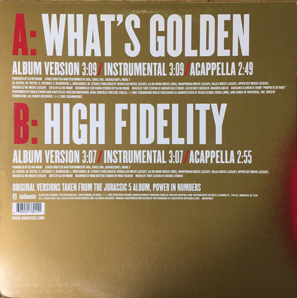 Jurassic 5 : What's Golden (12", Single)