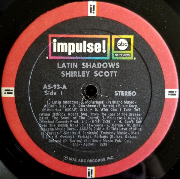 Shirley Scott : Latin Shadows (LP, Album, RE, Gat)